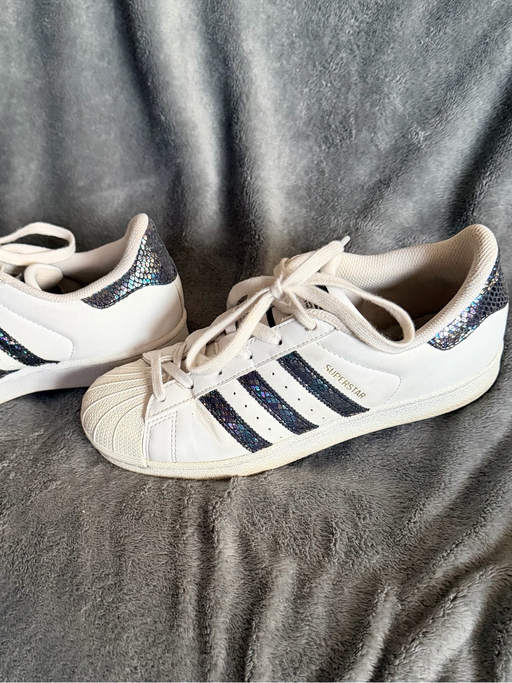 adidas Superstar Metallic Snake Sneakers Big Kids 6 White Iridescent